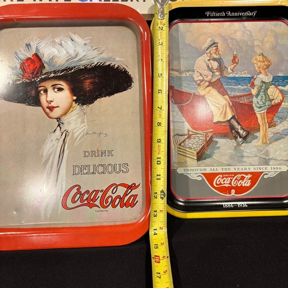 50th Anniversary Vintage Coca Cola Tray Painted By N.C WYETH 1936 W Bonus Tray - Picture 5 of 6